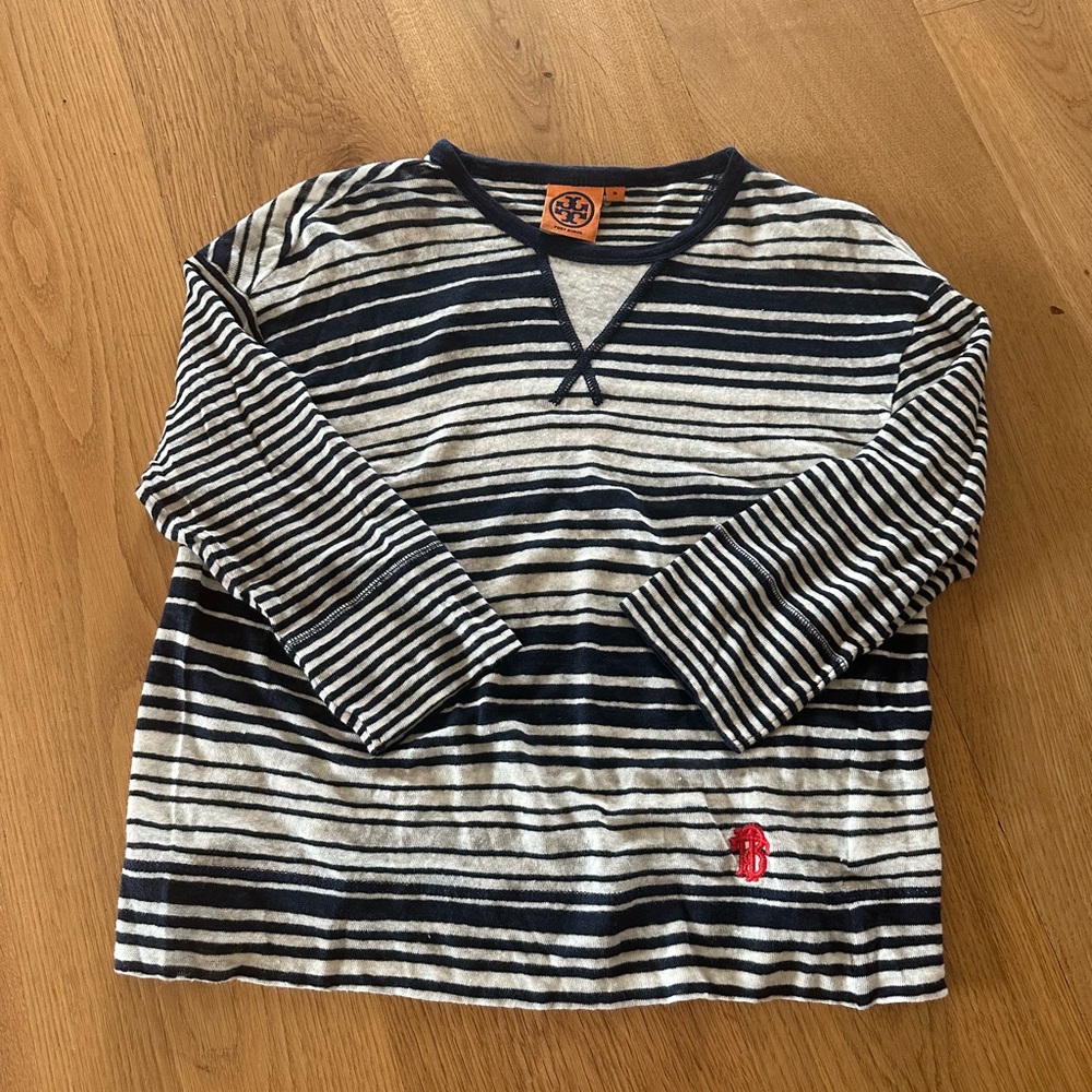 Tory Burch navy striped lightweight sweater